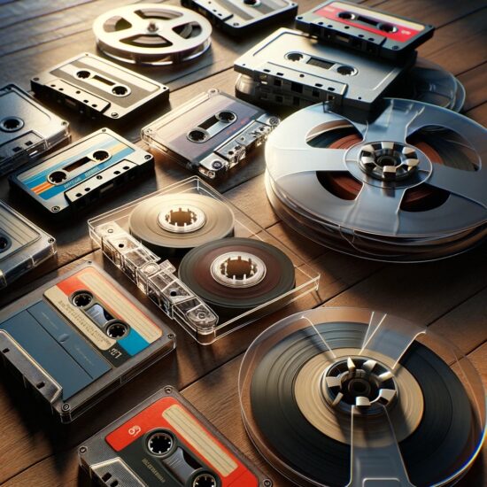 Collection of various vintage audio tapes to convert to digital media