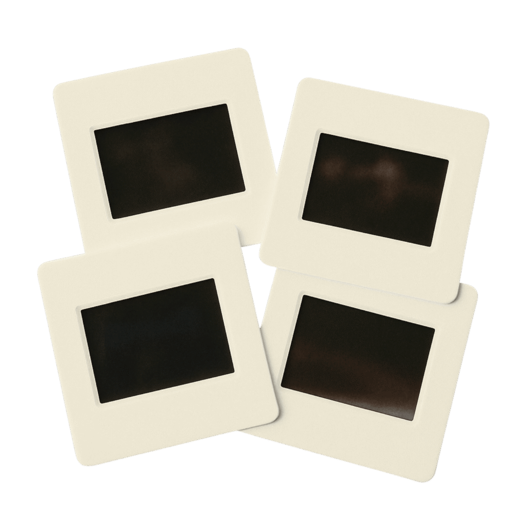 Four 35mm slides in white cardboard mounts